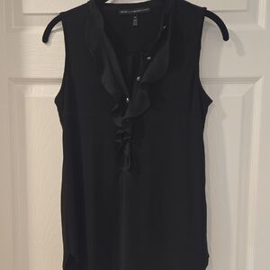 WHBM Wonwn"s Black Sleeveless Ruffle Top Size XSmall